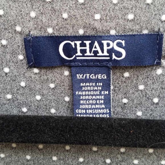 Chaps Black White Polka Dot Knit Top size 1X - Picture 6 of 8